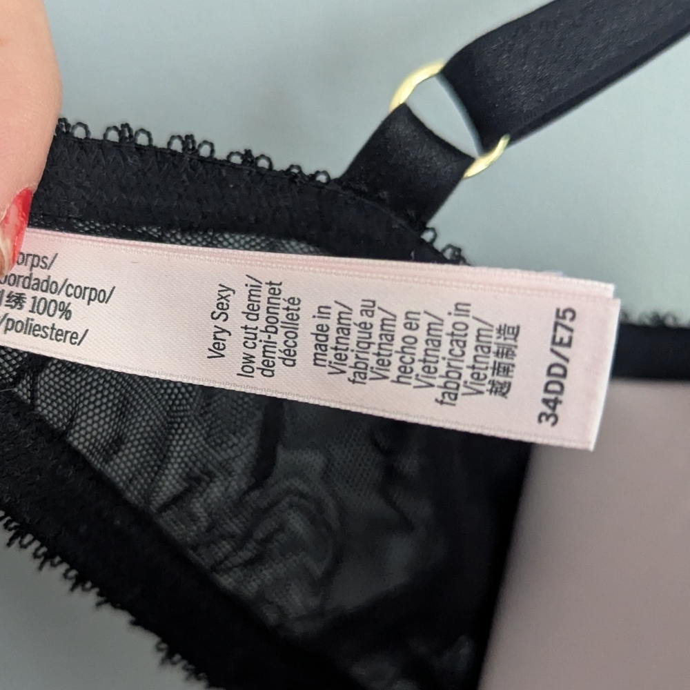 Victoria's Secret Black Bra with Blue Floral Accents - Picture 4 of 5